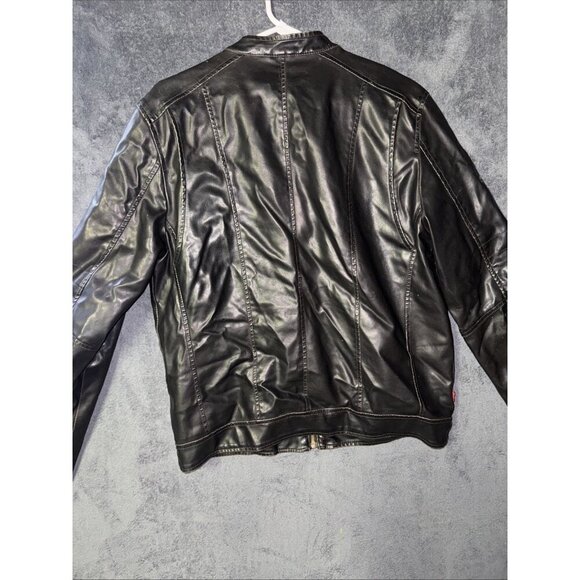 Levi's Apparel Men's Faux Leather Insulated Jacket, Black Sz Medium - Picture 11 of 11